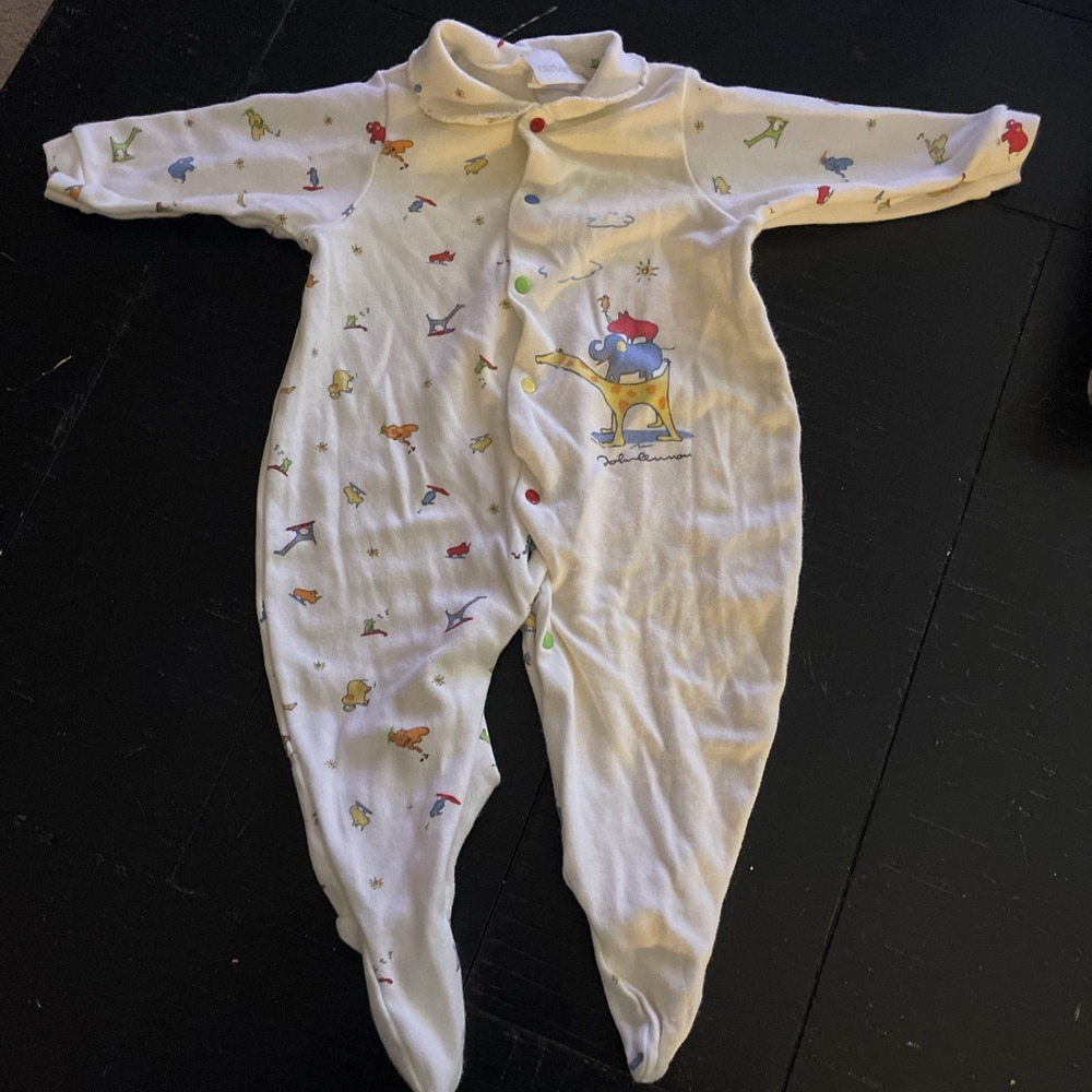 Carters John Lennon White Primary Color Animals Romper Clothes Outfit Baby 3-6
